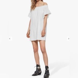 AllSaints Adela Adi Off Shoulder Mini Dress Size XS White Cotton